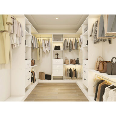 Red Barrel Studio® 96 Inches Closet System, 8FT Walk In Closet Organizer with 3 Adjustable Shelves & 3 Expandable Hanger Rods & 3 Drawers, Built-In Garment Rack, 96"L x 16"W x 82"H, Load 1000 LBS | Wayfair