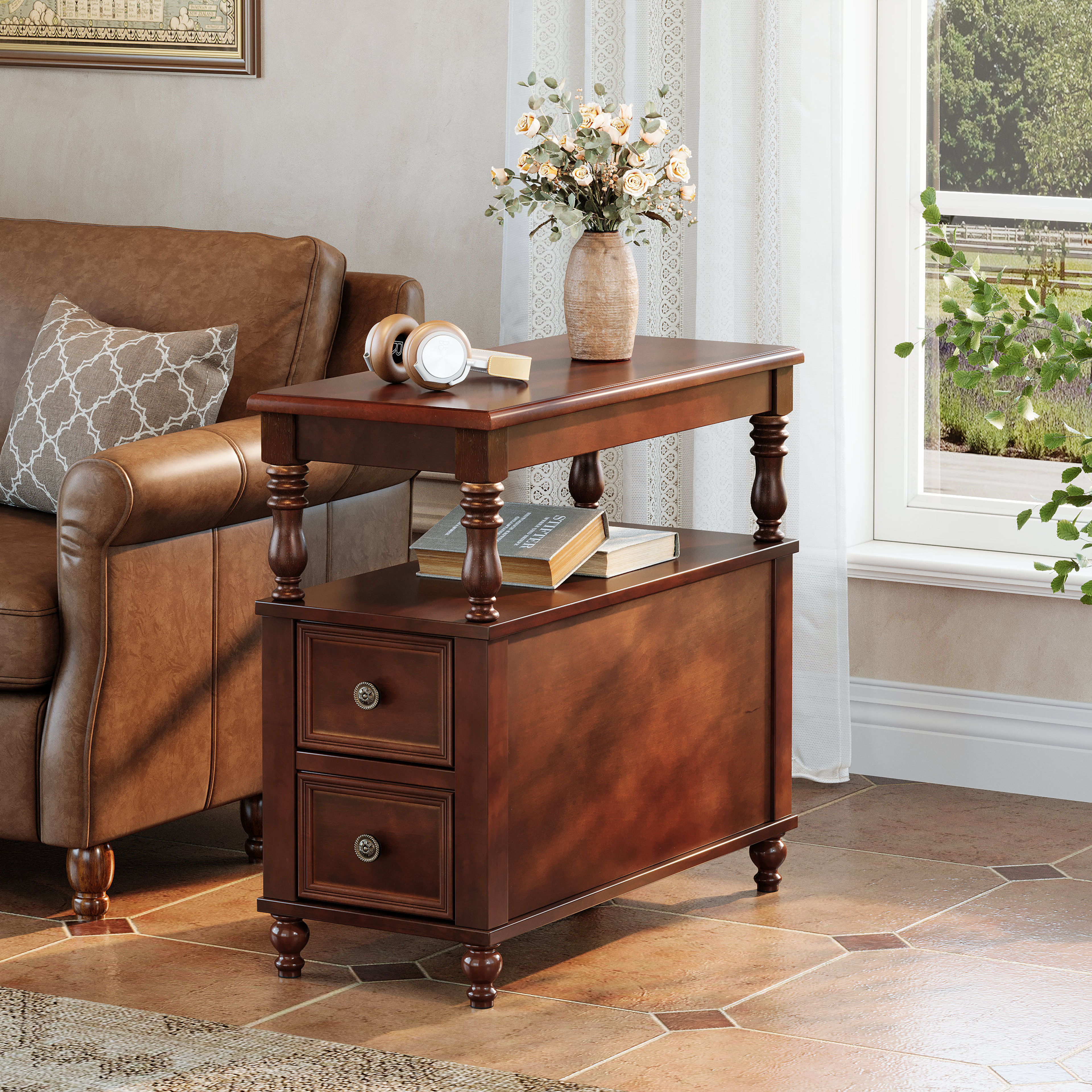 Blue Elephant Side Table with Storage | Modern End Table