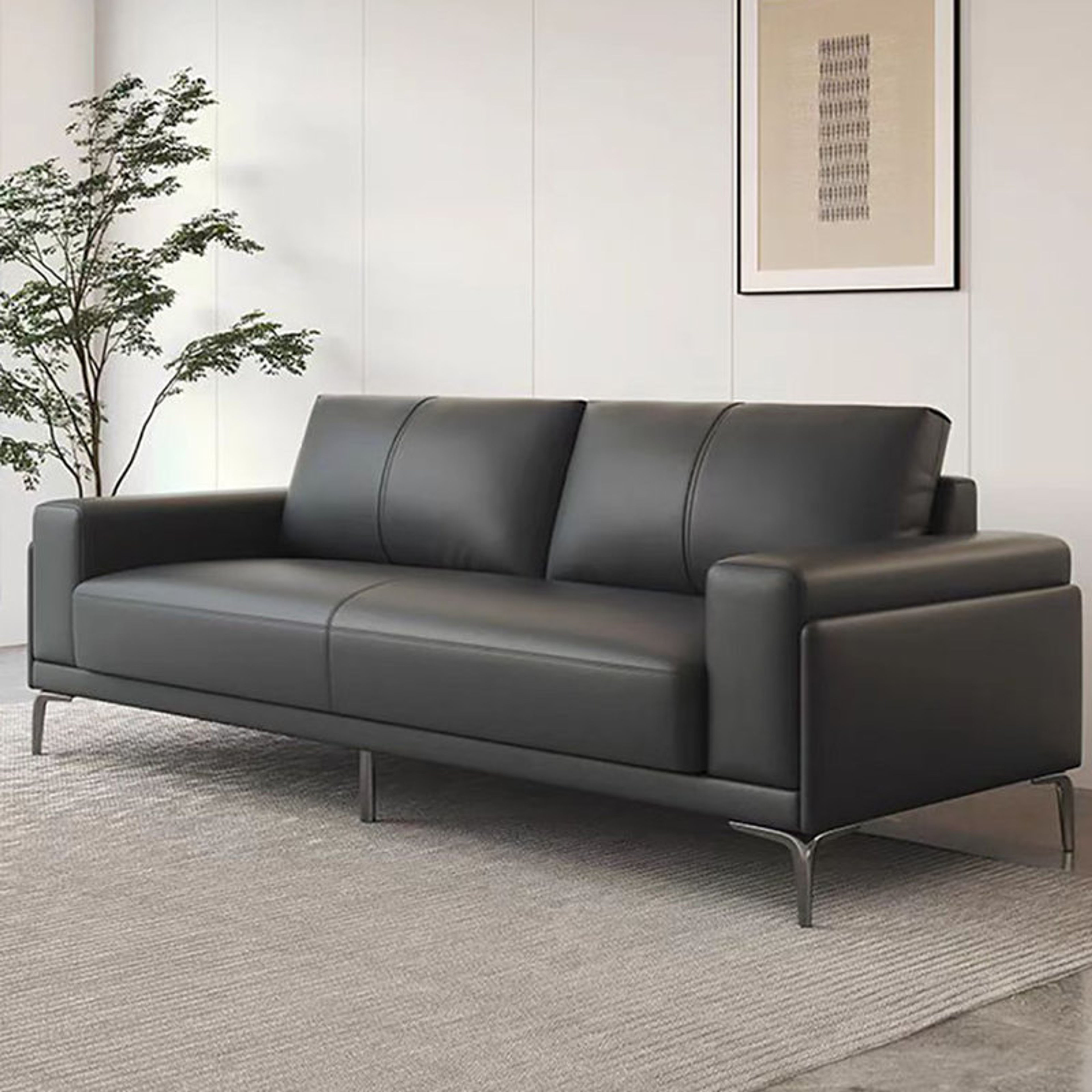 Johansson Ergonomic Leather Office Sofa by Orren Ellis