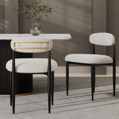 2 Pieces Boucle Armless Dining Chair, Upholstered Accent Chair