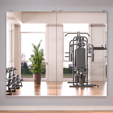 Refat Rectangle Full Length Wall Mirror Set Home Gym Mirror Dance Studio Mirror Tempered Glass Mirror (Set of 2)