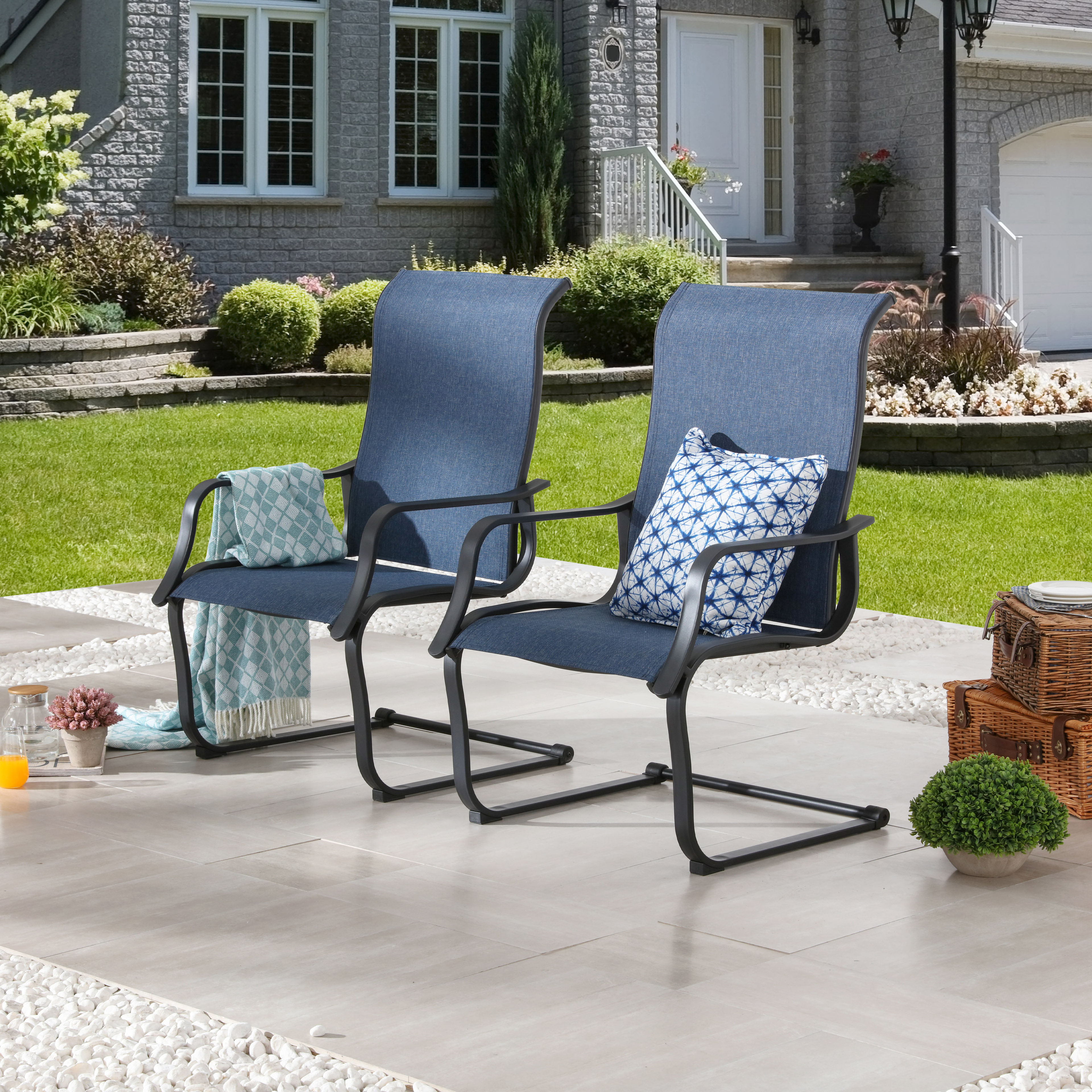 Rusi Powder Coated Steel Outdoor Dining Armchairs Set of 2