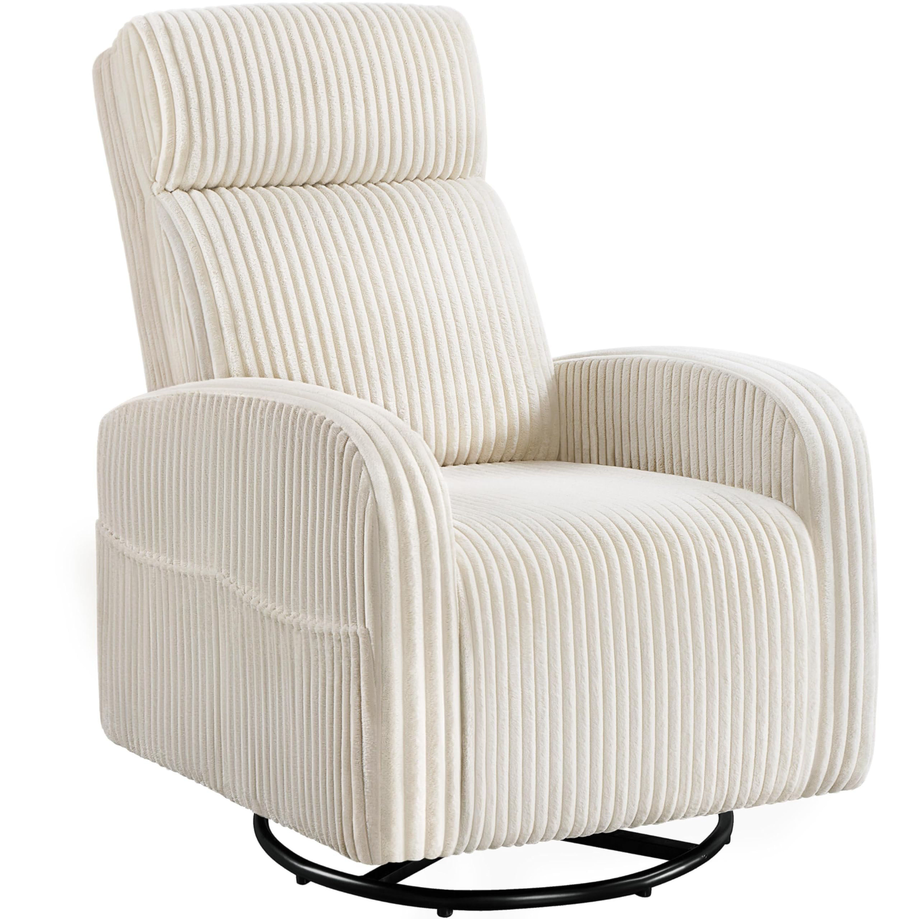 Corduroy Swivel Glider Chair for Nursery & Living Room