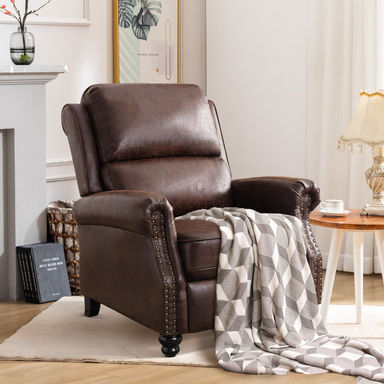 34.6" Wide Classic and Overstuffed Soft Pushback Recliner with Rivet