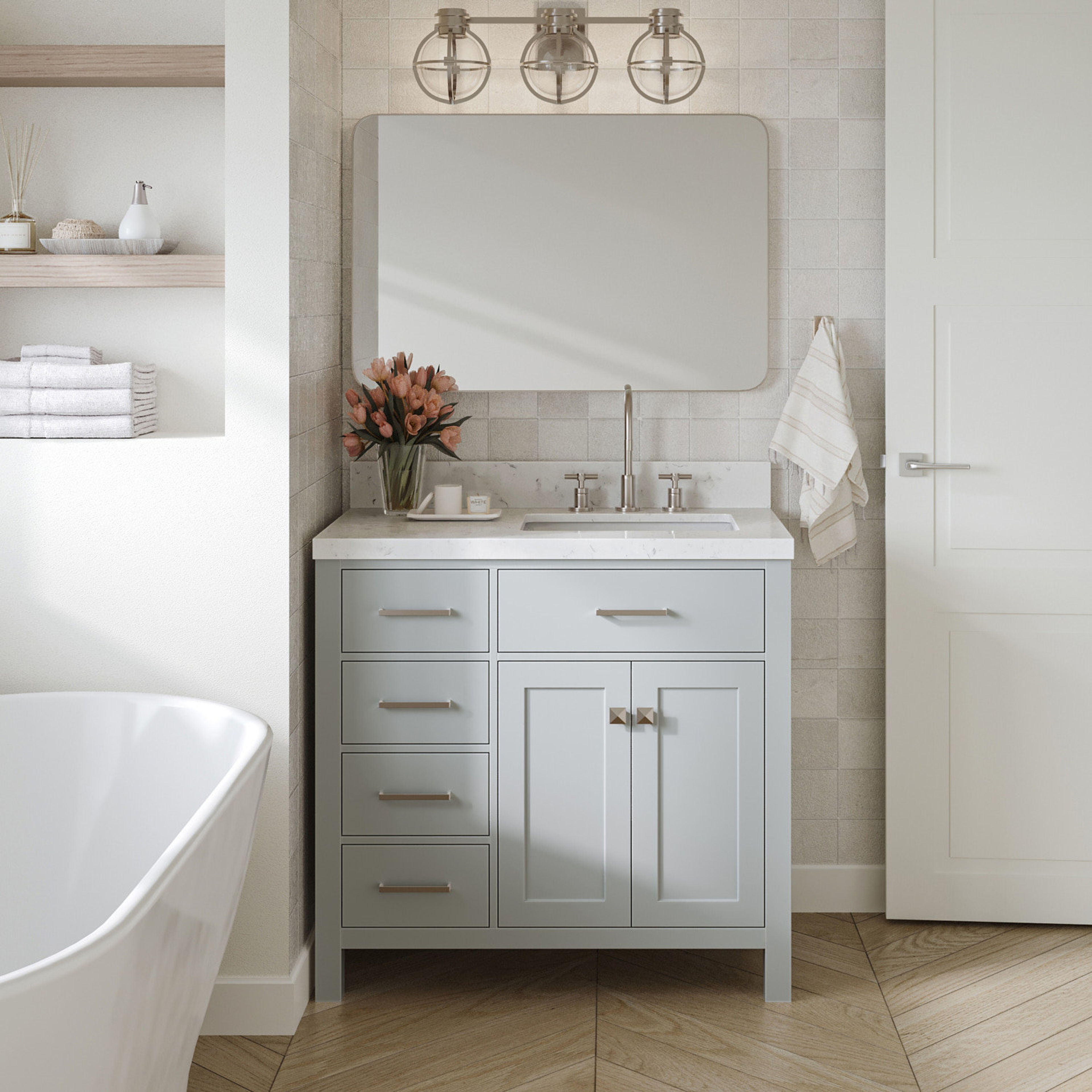 Macnair Bristol Single Sink Bathroom Vanity Carrara Quartz Top