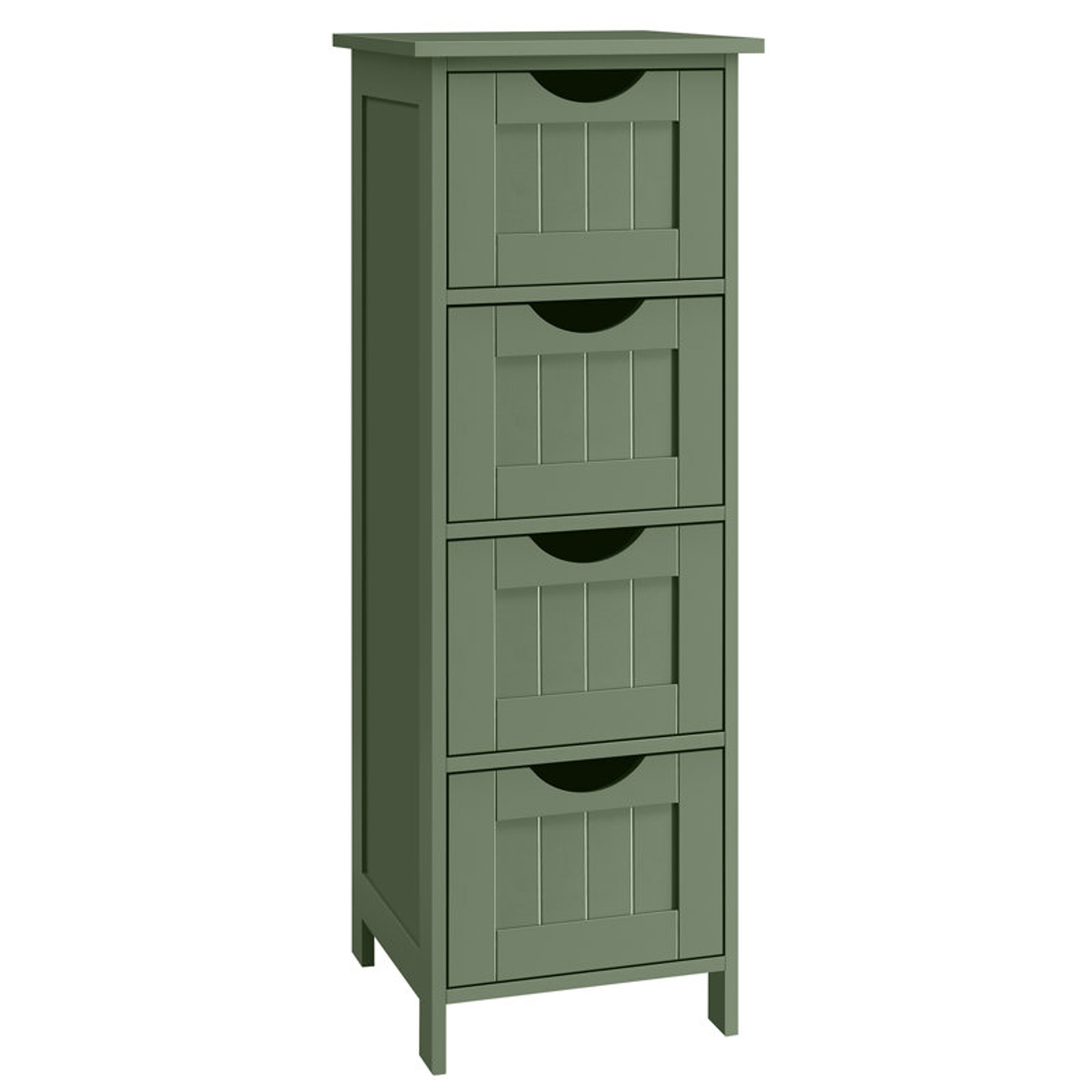 Slim White Freestanding Bathroom Storage Cabinet Holtby 11.8x32.3