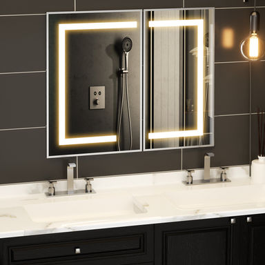 W H Framed Medicine Cabinet Mirror Fixed