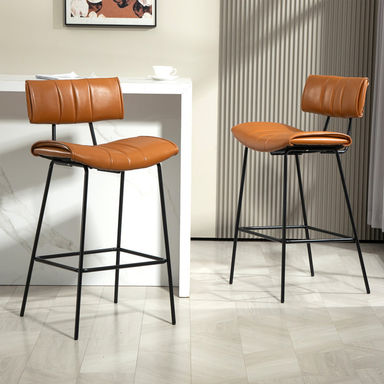 Set of 2 Palgrave Bar Stool with Black Metal Legs (Set of 2)