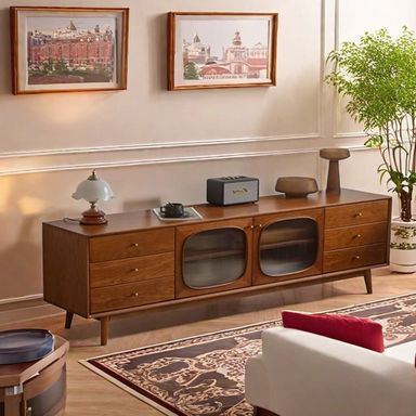 Retro style solid wood design sense TV cabinet