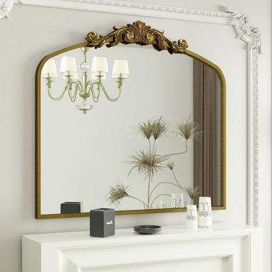 Fleur De Lis Living Arch High Quality Aluminum Alloy Framed French Cleat Mounted Baroque Wall Decor Bathroom Vanity Mirror with 3-Year Warranty & Reviews | Wayfair
