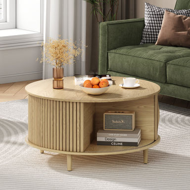 Mid Century Modern Round Coffee Table With Storage