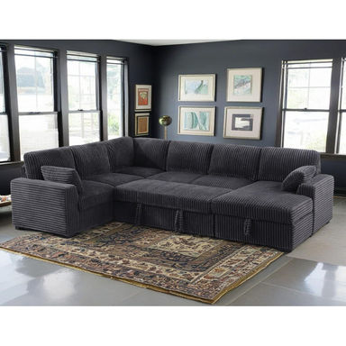 Oversized U-Shaped Sectional Sofa Bed Pull OutSleeper Couch With Storage Chaise For Living Room