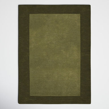 Dolma Handmade Hand Loomed Wool Dark and Hunter Green Rug