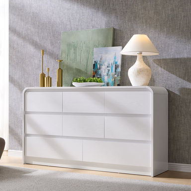 Ebern Designs Modern 8 Drawers Dresser for Bedroom, 55" Wide Dressers & Chest of Drawers w/Curved Profile Design | Wayfair