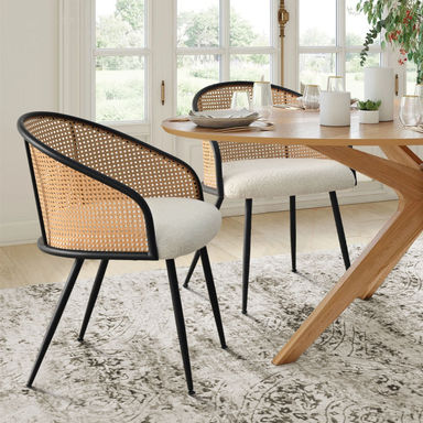 Rattan Boucle Dining Armchair