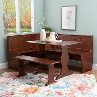 Jiles 5 Person Corner Solid Pine Breakfast Nook with Hidden Storage