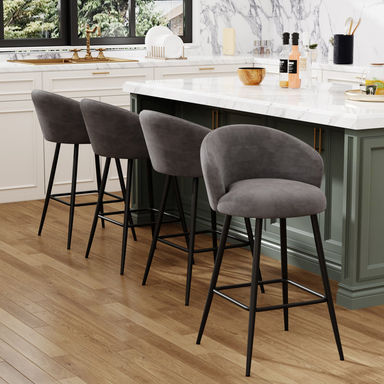 Upholstered Counter Stool With Metal Frame (Set of 4)