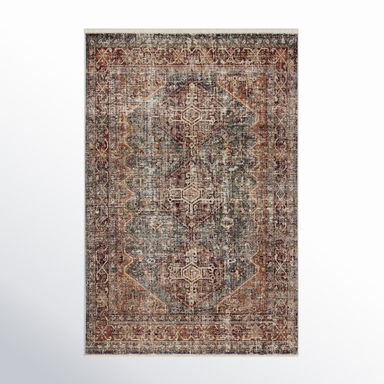 Birch Lane™ Clemente Oriental Machine Woven Polypropylene Area Rug in Red/Blue/Brown | Birch Lane