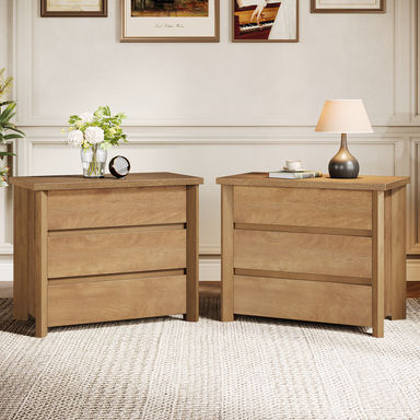 Latitude Run® Wood Nightstand with 3 Drawers | Wayfair