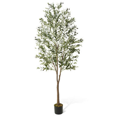CAPHAUS Artificial Olive Tree with Fruit, Fake Potted Topiary Tree with Dried Moss, 5 / 6 / 7 Feet