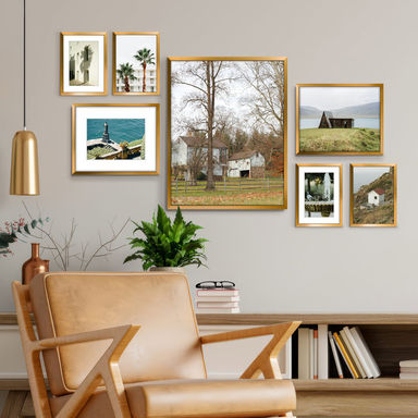 Drennon 7 Pieces Gallery Wall Frame with Glass Front, Hanging or Tabletop Display