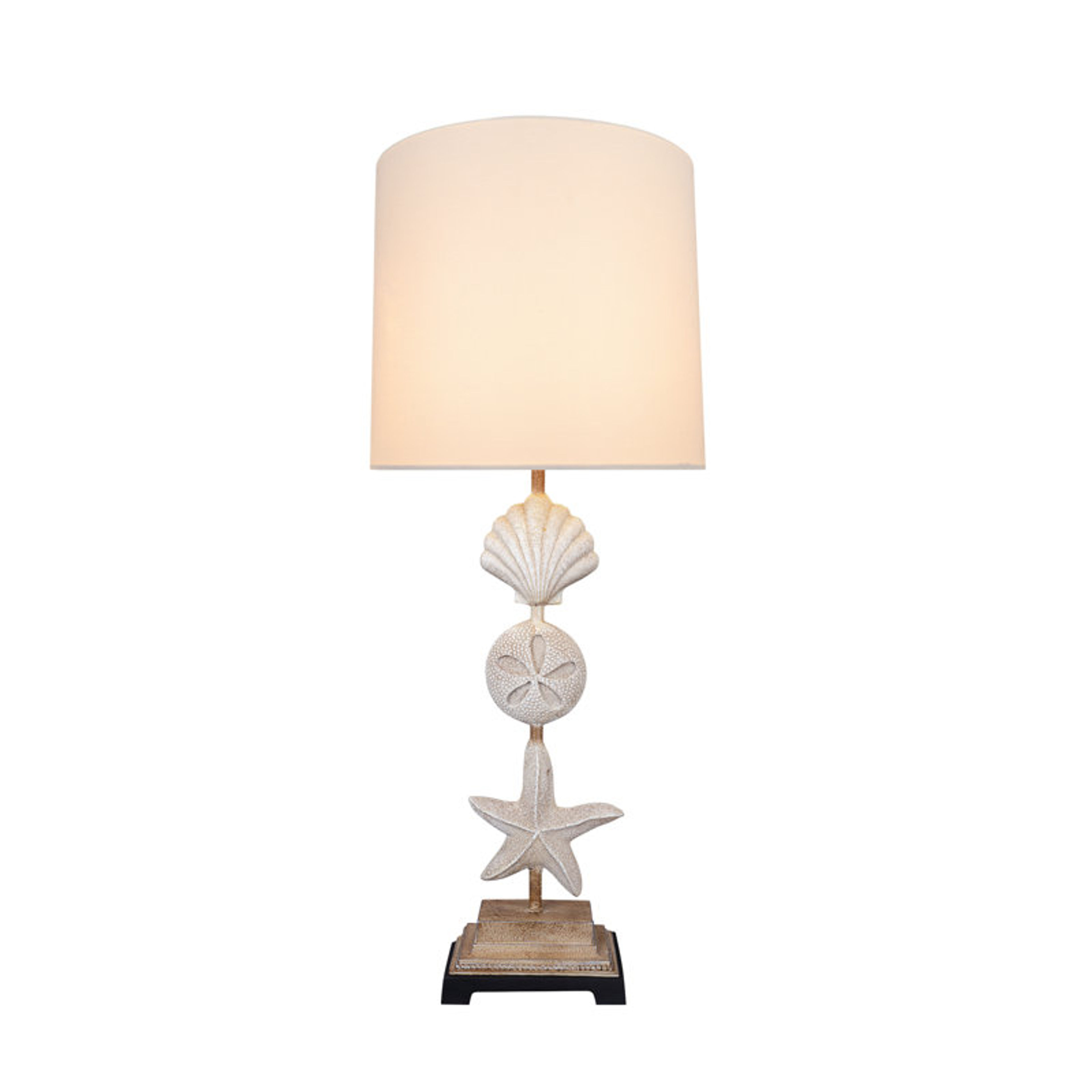 Elegant 32" Antique Ivory Table Lamp with Beach Accents