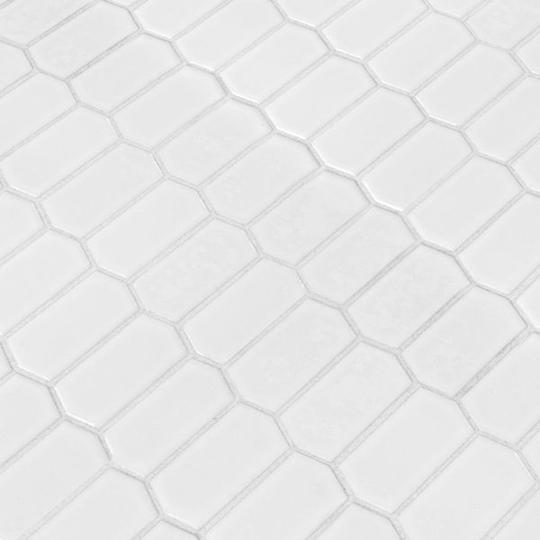 Silica White Spire 11 in. x 14 in. Glossy Porcelain Mosaic Floor and Wall Tile