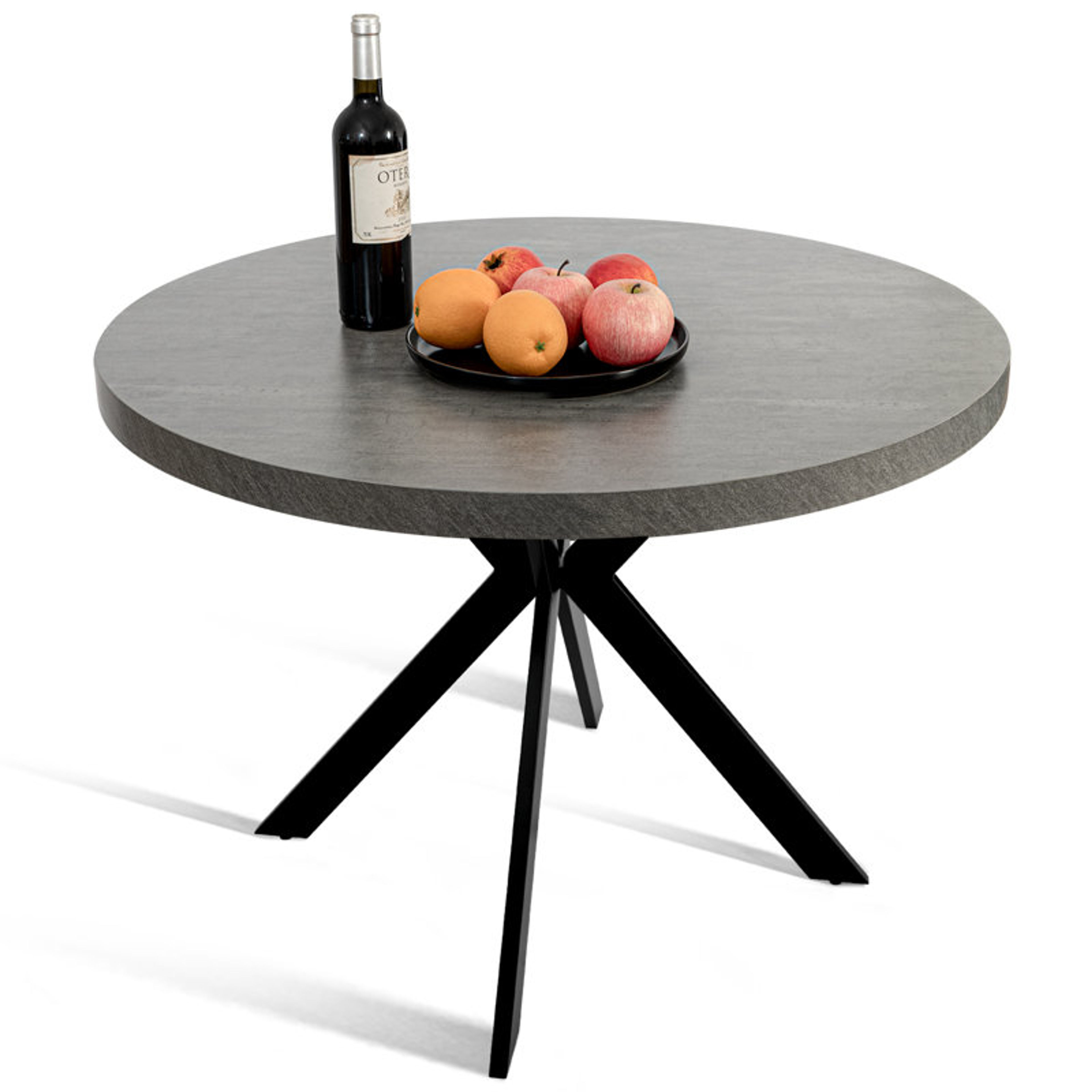 Light Grey Mid-Century Round Dining Table with Metal Legs | 17 Stories