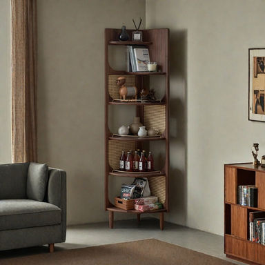 European Style Vintage Corner Bookcase