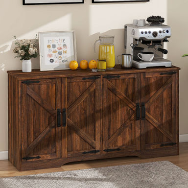 Gracie Oaks Yolande 62.2" W Farmhouse Sideboard Buffet Cabinet With Adjustable Shelves | Wayfair