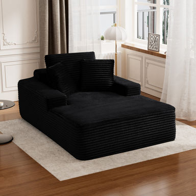 All-in furniture 49.2'' Faux Fur Large Bean Bag Chair Oversized Chaise Lounge Chair Indoor with Pillows | Wayfair
