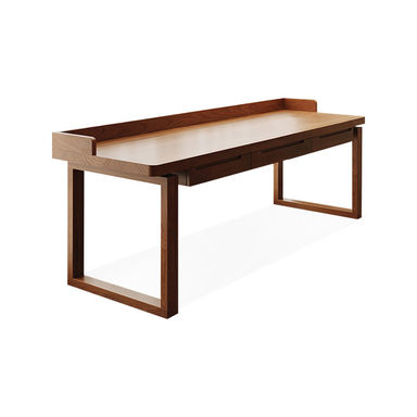 Groove Interior Walnut Rectangular Solid Wood with 3 drawers desk | Wayfair