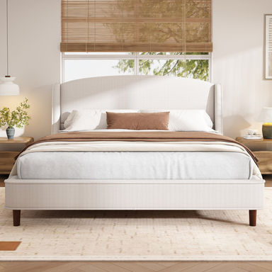 Warrick KingÂ Upholstered Platform Bed Frame with Wingback Headboard