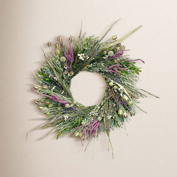 Dried Statice and Echinops 22" Wreath