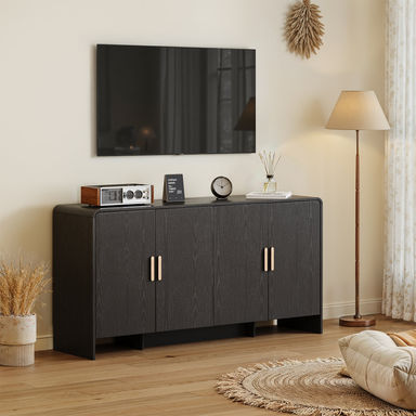 60” Sideboard Curved Cabinet With 4 Doors