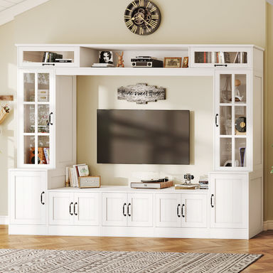 Brayden Studio® Wall Unit TV Stand With Storage , Modern TV Console With Led Lights, Media Entertainment Center With Bookshelves & Reviews | Wayfair