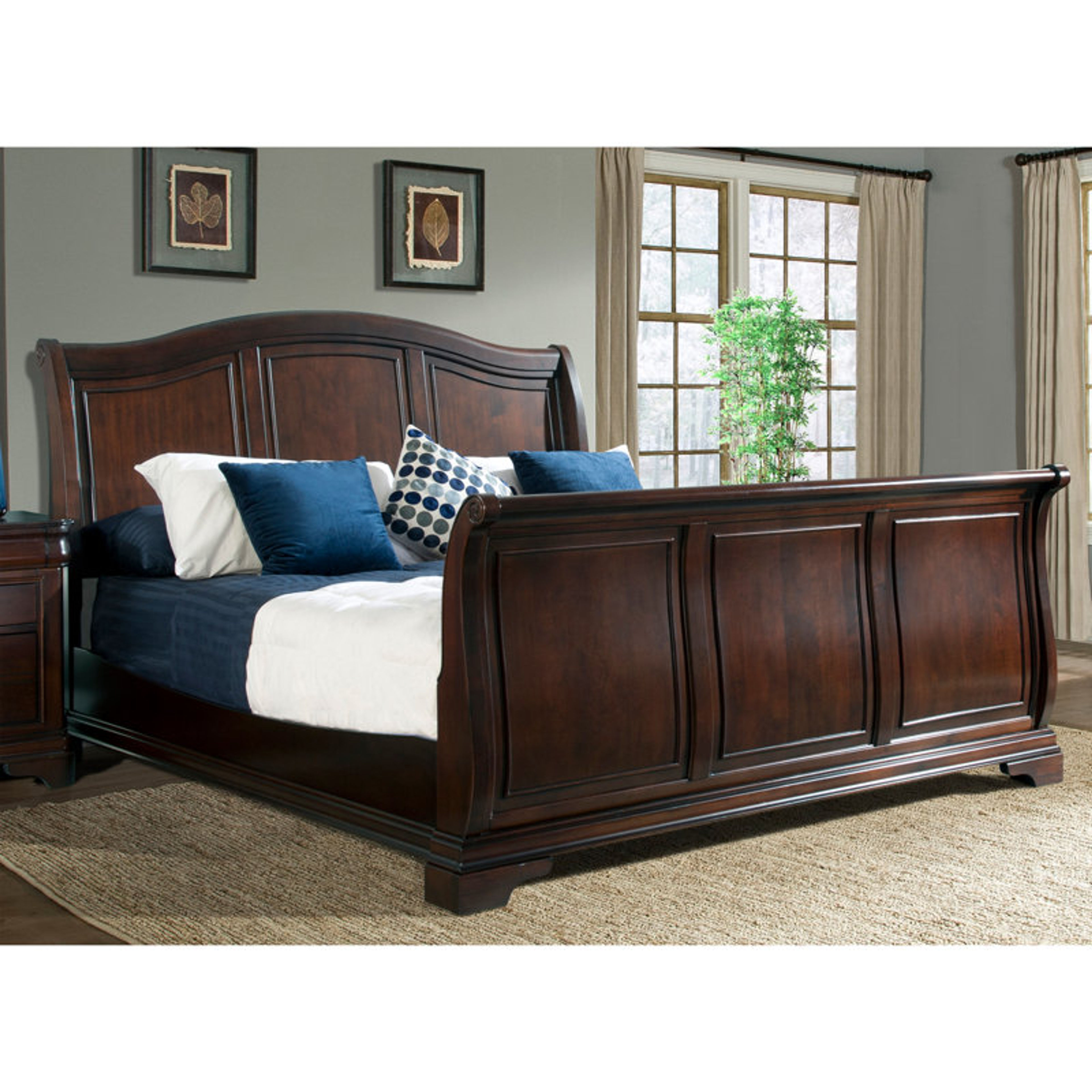 Altigarron King Size Solid Wood Low Profile Sleigh Bed