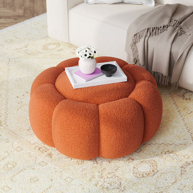 Stevie Upholstered Round Cocktail Ottoman