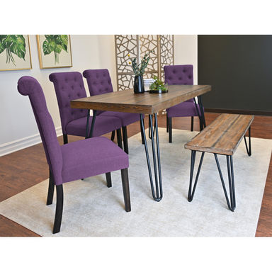Red Barrel Studio® Tallon Dining Set, Hairpin Dining Table with 4 Chairs and Bench