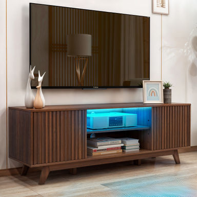 Wade Logan® Chapne LED TV Stand Media Entertainment Center Table with 2 Cabinets and Adjustable Shelf & Reviews | Wayfair