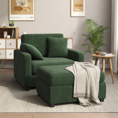 Wade Logan® Atlai 40''W Upholstered Chaise Lounge with Ottoman and Two Pillows & Reviews | Wayfair