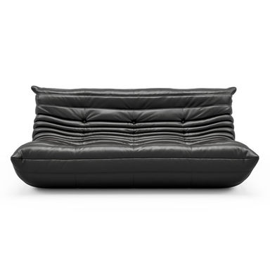 Armless Large Microfiber Leather 3-Seat Bean Bag Sofa, Soft Armless Fireside Lounge Chair