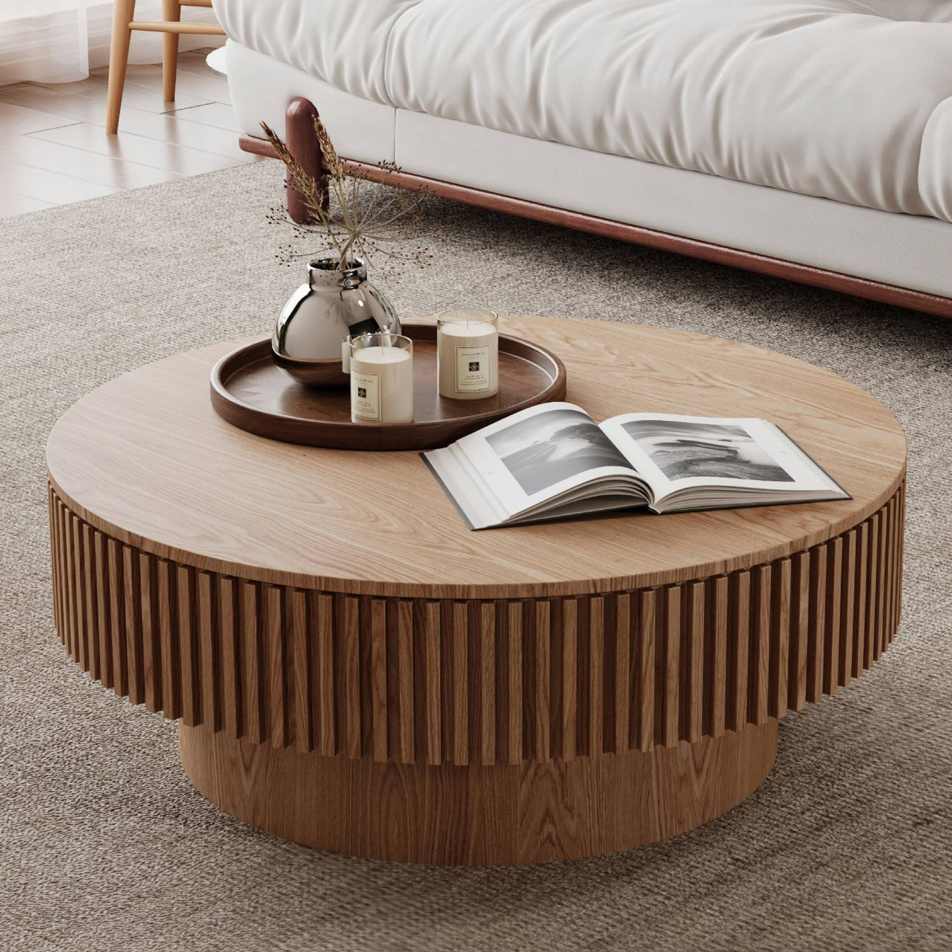 Ivy Bronx Timeshia Round Coffee Table with Storage - Modern Design