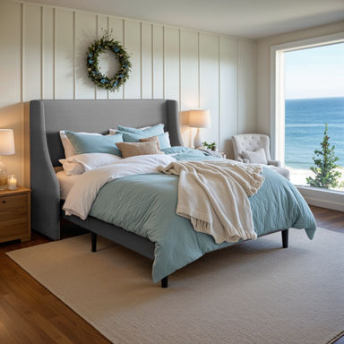 Bowdoin Upholstered Wingback Platform Bed