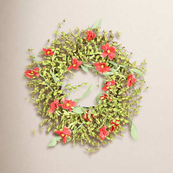 26" Artificial Farmhouse Twig Greenery Mini Eucalyptus Wildflower Spring Summer Wreath For Front Door Wedding Party Home Decor