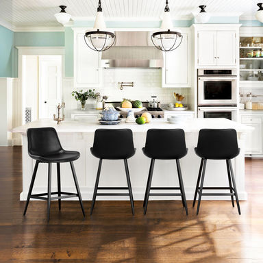 Rasnick Upholstered Counter Stool with Metal Frame (Set of 4)