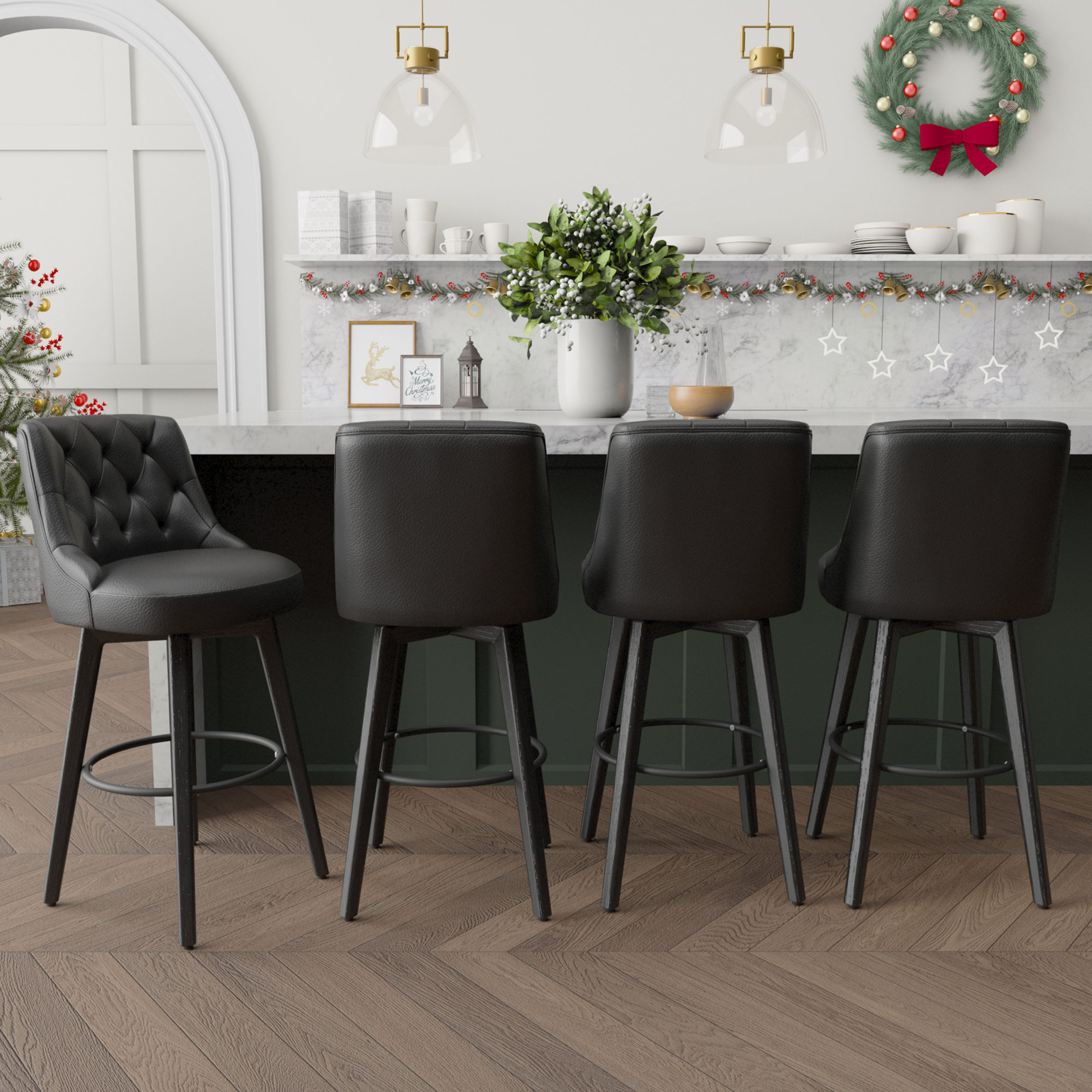 Malakeh Solid Wood Swivel Bar Stool | Red Barrel Studio