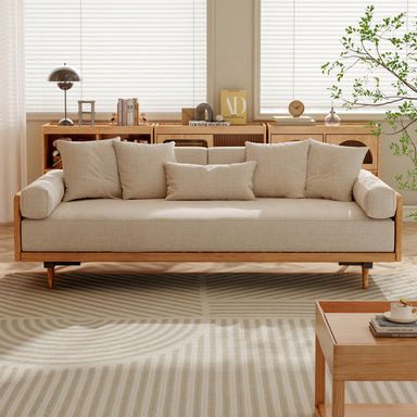 Grimpante 82.7'' Sofa Bed,Linen Sleeper with wooden frame