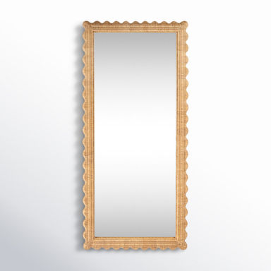 Lacie Scalloped Rattan Floor Mirror