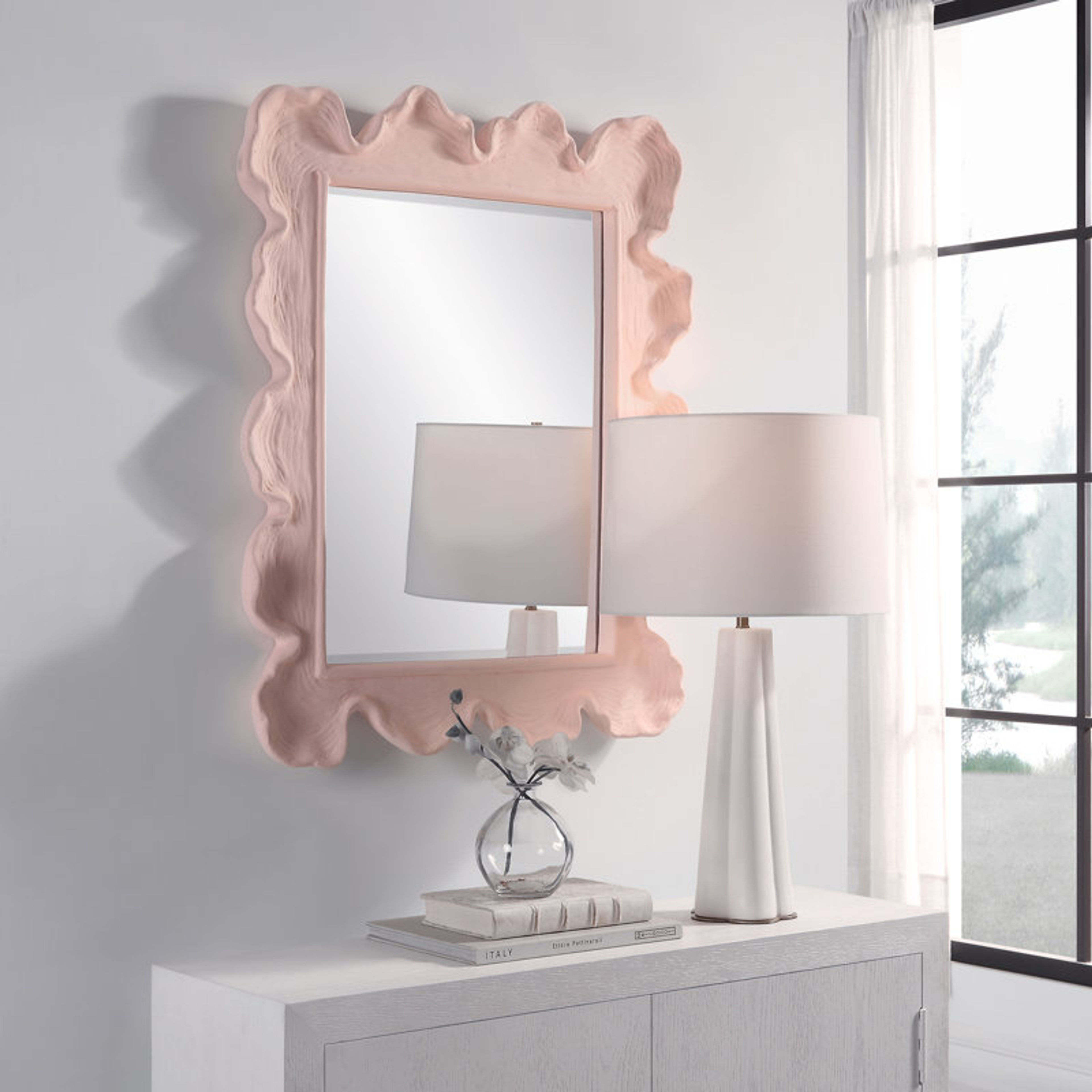 Coastal Rosewater Pink Accent Wall Mirror - Brackin by Beachcrest Home